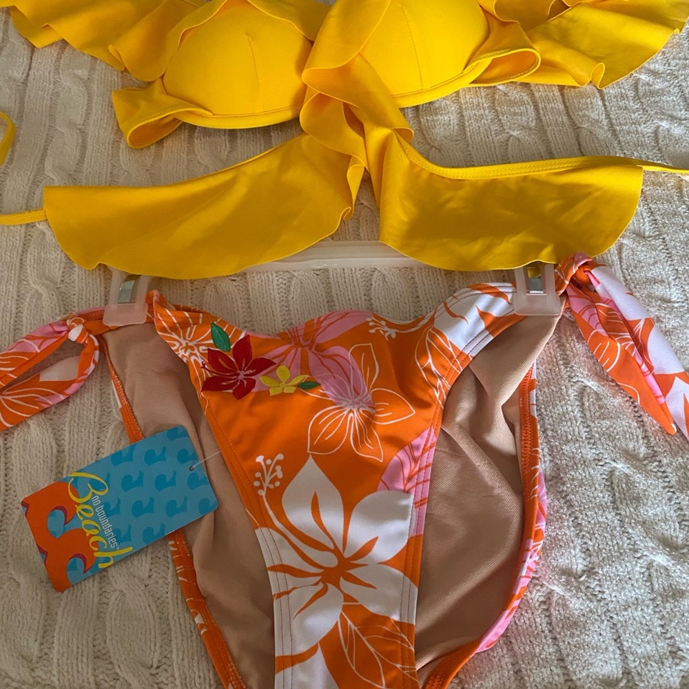 Floral Orange and yellow wrap bikini bra med